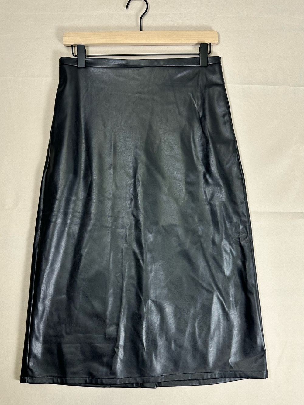 Joe's Jeans Faux Leather Midi Skirt Black Size M Medium Pockets